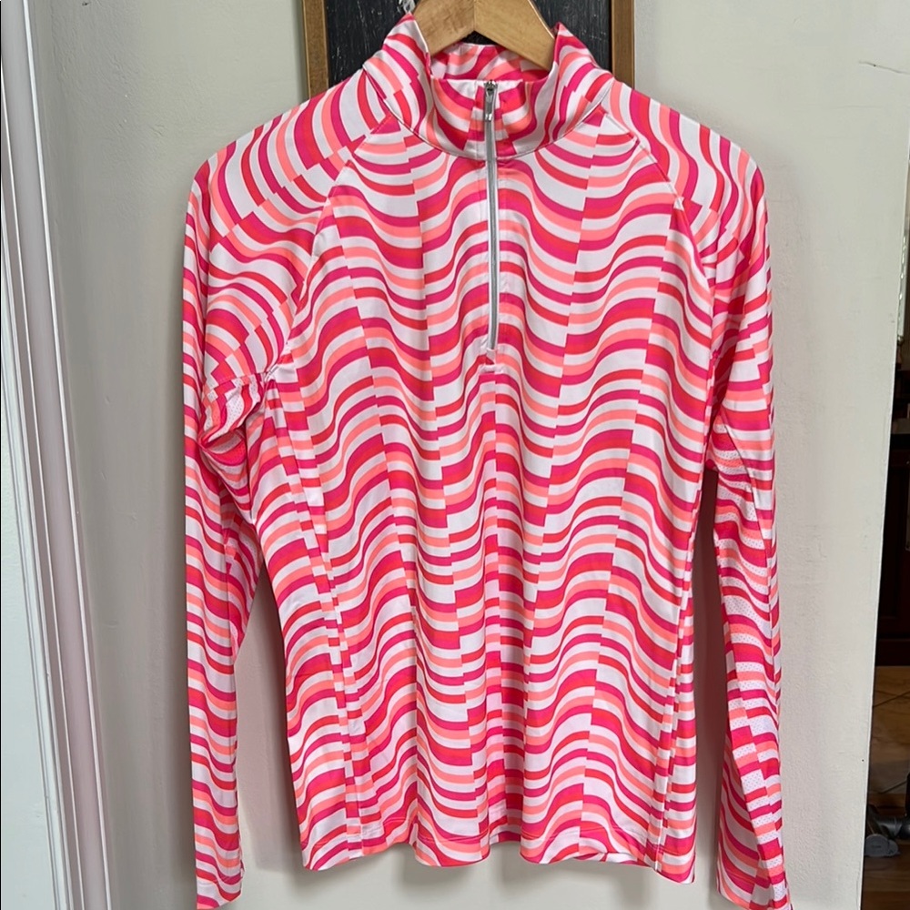 Lady Hagen Pink and White Geometric Top